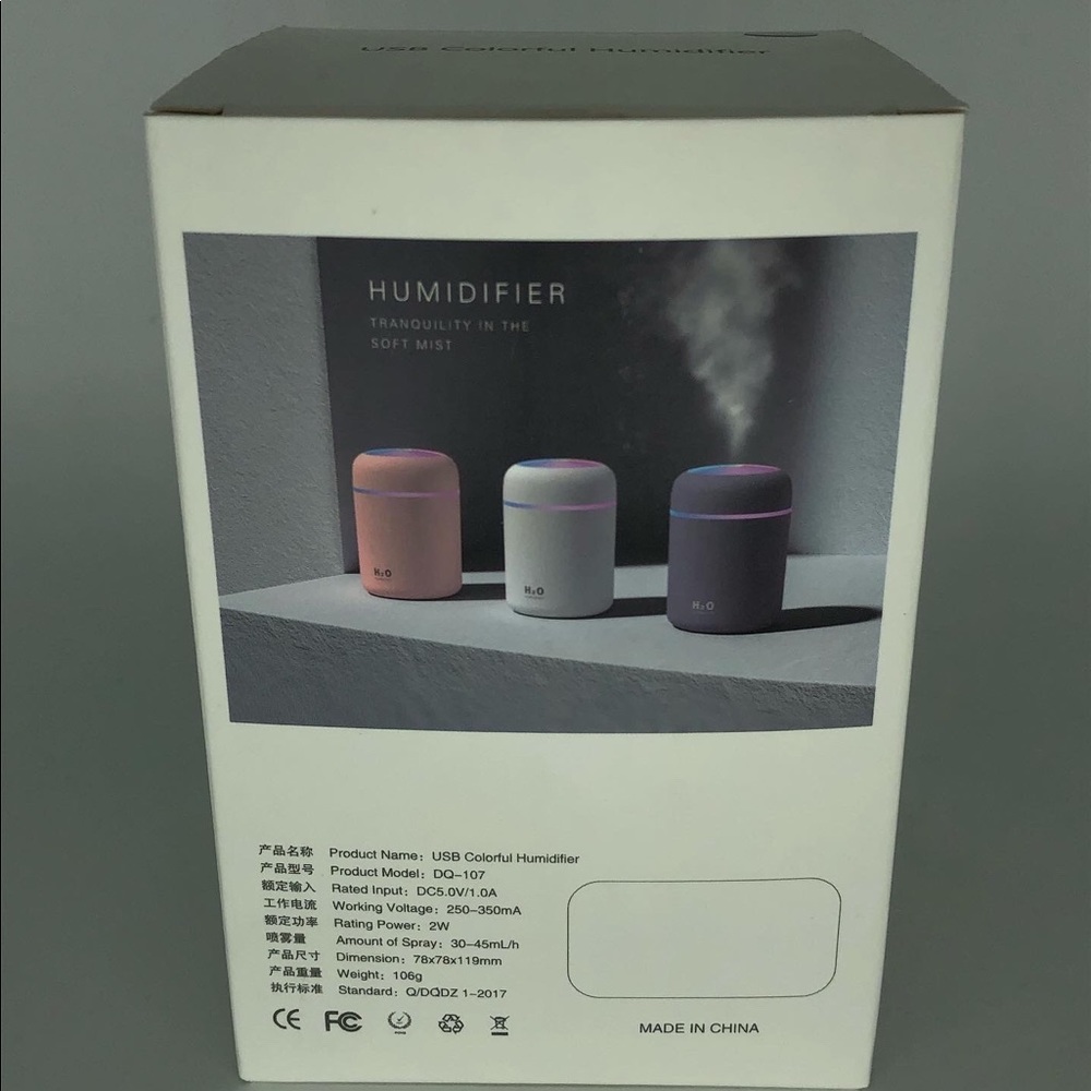 USB Colorful Humidifier Personal Desktop Tabletop H20 Humidifier - Picture 5 of 6